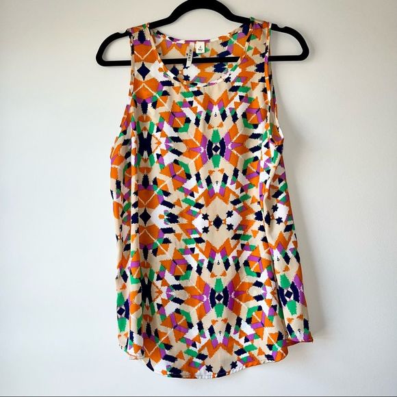 Miami Kaleidoscope Print Sleeveless Blouse Large - Picture 1 of 5